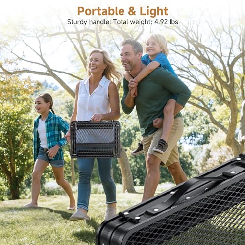 Folding Camping Table, 22" x 15" Picnic Table with 3 Adjustable Height Max 27.5", Matte Black Aluminum Folding Table with Handle for Party, Dining, Garden, Patio, Market (2-Fold Mesh Tabletop) - style: 2-Fold Mesh Tabletop