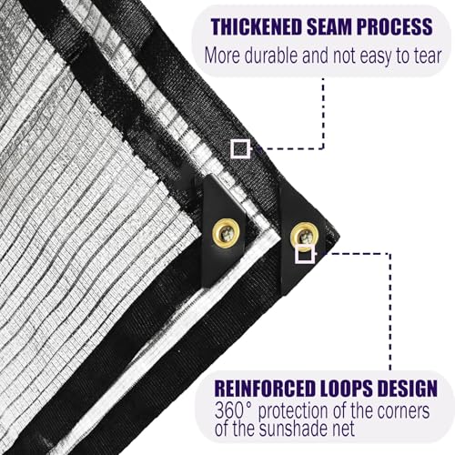 E.share 80%-85% Aluminum Shade Cloth, 8ft X 10ft Silver Heat Reflective Mesh Tarp with Grommets, Sun Block Privacy Cover for Outdoor Pergola, Patio, Garden, Greenhouse, Balcony, Car, Pet, Lawn - size: 8ft X 10ft