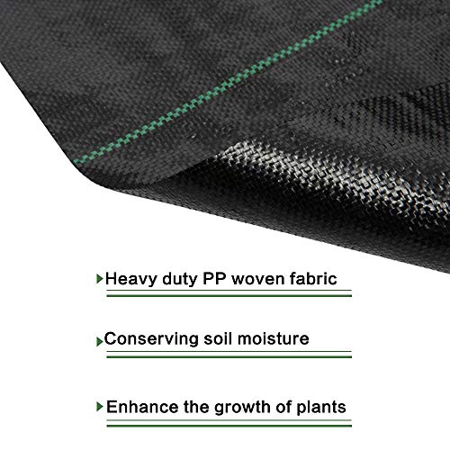 Goasis Lawn Weed Barrier Control Fabric Ground Cover Membrane Garden Landscape Driveway Weed Block Nonwoven Heavy Duty 125gsm Black,5FT x 250FT - size: 5FT x 250FT