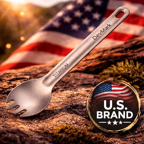 Titanium Long Handle Spork Ultralight Camping Spoon Fork, Backpacking Utensil with Storage Bag for Hiking, Travel & Outdoor Cooking,Flatware for Outdoor Camping