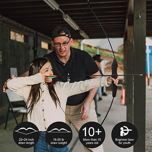 Dostyle 44" Bow and Arrow Set for Kids Children Outdoor Youth Recurve Bow Junior Archery Training for Kids Teams Game Gift - color: Black
