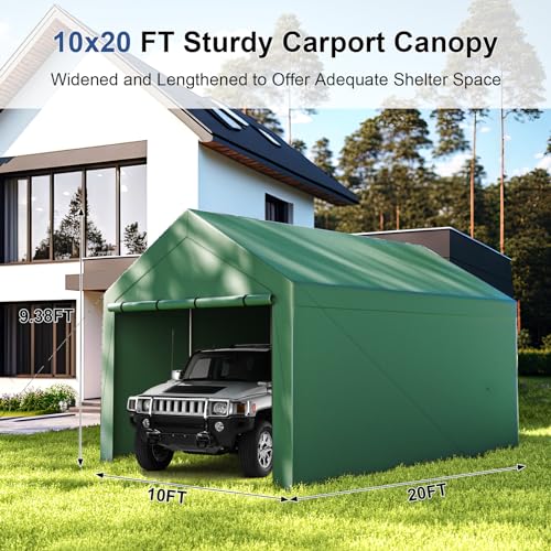 Carport 10x20ft Heavy Duty Canopy Storage Shed,Portable Garage Party Tent,Portable Garage with Removable Sidewalls & Doors All-Season Tarp for Car,Truck,Party SNC24# (N/WH) - color: N/WH