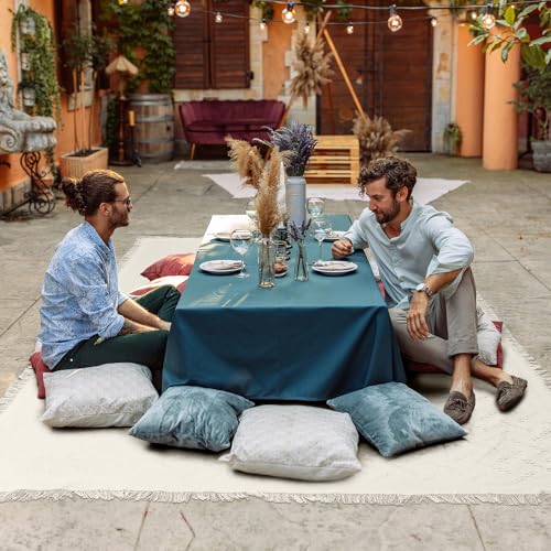 Hahafelt Extra Large Outdoor Picnic Blanket Oversize Beach Woven Cotton Yarn Blanket with Fringe Machine Washable Sandproof Portable for Spring Summer Camping Beach Park (Beige) - color: Beige