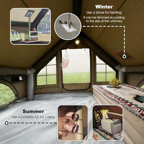 SENLEETO Inflatable Tents for Camping, Large Inflatable Camping Tent with Hand Pump, Easy Setup Tents for 4-6 People, Portable Glamping Tent - size: 157.5 inch**118.1 inch*82.7 inch/8-10 People