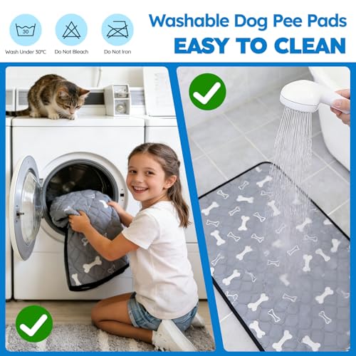 Washable Pee Pads for Dogs, 2 Pack Reusable Puppy Pads, Absorbent & Leakproof Potty Pads for Dogs and Cats, Non-Slip Pet Training Pads for Whelping Playpen Crate, Gray 28"x40" - color: Gray, size: 28"x40"-2 Pack