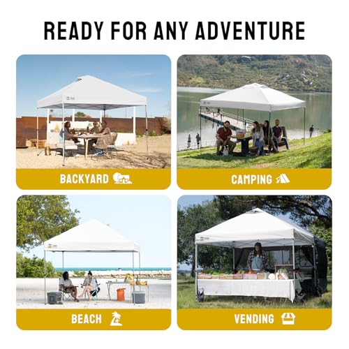CROWN SHADES 12x12 Pop Up Canopy Outside Canopy, Patented One Push Tent Canopy with Wheeled Carry Bag, Bonus 8 Stakes and 4 Ropes, White - color: Grid White, size: 12x12