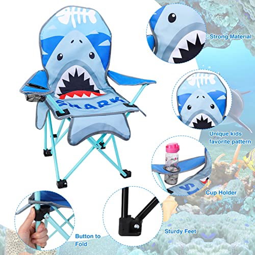 KABOER Kids Outdoor Folding Lawn and Camping Chair with Cup Holder and Carrying Bag, Children's Camping Chairs - color: Shark