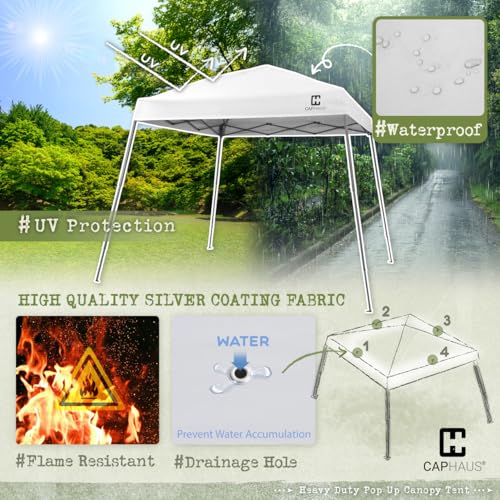 Fencer Wire 8x8ft Top Slant-Leg Pop Up Canopy Tent, Heavy-Duty Commercial Grade with 10x10 Base, Patented One-Push Central Locking, Portable & Instant Folding Shelter with Carry Bag, Blue - color: Blue, style: 8x8