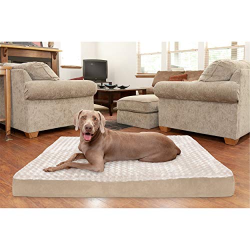 Furhaven Cooling Gel Dog Bed for Large Dogs w/ Removable Washable Cover, For Dogs Up to 125 lbs - Ultra Plush Faux Fur & Suede Mattress - Cream, Jumbo Plus/XXL - color: Ultra Plush Curly Faux Fur (Cream), size: Jumbo Plus