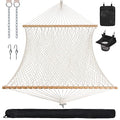 ANOW Rope Hammock Double Hammock with Hardwood Spreader Bar and Carrying Bag, 450 LBS Weight Capacity for Two Person, Natural - color: Natural, size: Without Stand