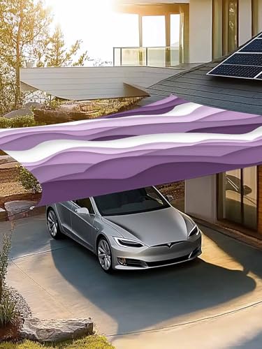 Ocean Waves Sun Shade Sail 14' x 18' Purple White Wave Gradient Waterproof Sun Shade Rectangle UV Block Canopy Awning Outdoor Sunshade for Patio Porch Pergola Deck Backyard Garden - color: Purple, size: 14' x 18'