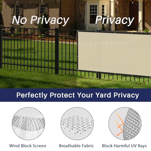 Windscreen4less 4' x 3' Privacy Fence Screen Heavy Duty Windscreen Fencing Mesh Fabric Shade Net Cover with Brass Grommtes for Outdoor Wall Garden Yard Pool Deck Beige - color: Beige, size: 4' x 3'