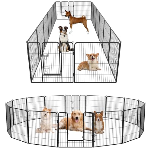 FDW Dog Playpen Dog Pen Dog Kennel 16 Panels 32 Inch Height Indoor Outdoor Folding Metal Portable Puppy Exercise Pen Heavy Duty Dog Fence for Yard Camping,Black - style: 16 Panels