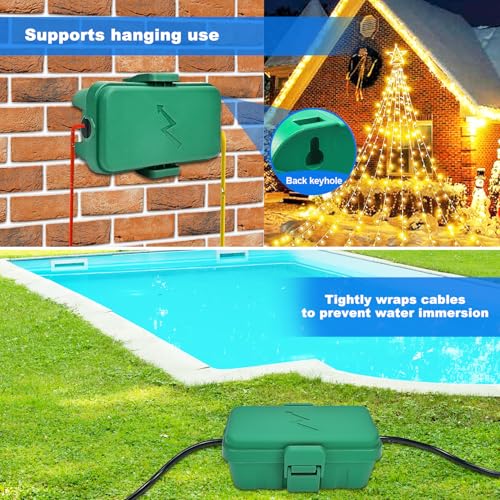 Hrensaw Small Weatherproof Electrical Connection Box(Inner 5.5 x 3 x 2.2inch),Outdoor Electrical Box,Waterproof Extension Cord Covers for Plug, Extension Cables, Holiday Lights,Green - color: Green, size: Small