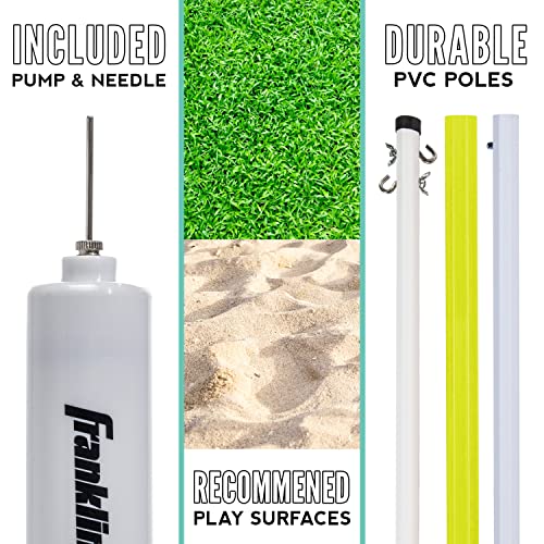 Franklin Sports Fun 5 Combo Outdoor Game Set - Backyard, Beach + Camping Games for Kids - Badminton, Volleyball, Flip Toss, Flying Disc - Horseshoes or Ring Toss - style: Yellow Combo Set