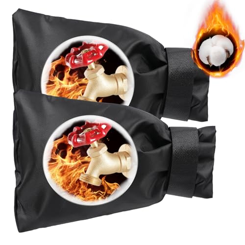 Outdoor Faucet Covers 2Pack 8.5″x5.9″x1.9″ Thicker Hose Bib Insulation Cover Waterproof & Frost Free Outside Spigot Cover Bag Insulated Covers - color: Original black-2pc