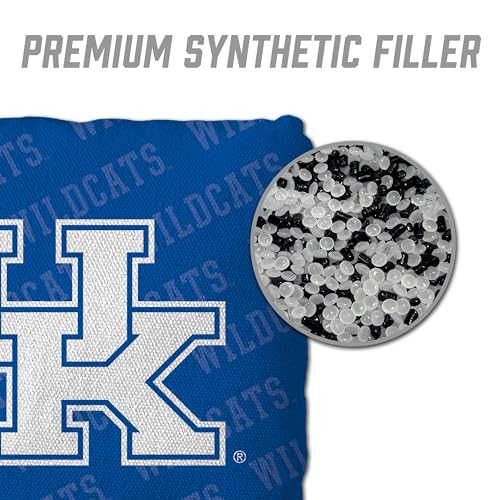 YouTheFan Officially-Licensed NCAA Set of 4 Cornhole Bags - All Weather Regulation 6” x 6” Size - 16oz Weight - Designed in USA - color: Kentucky Wildcats - Blue