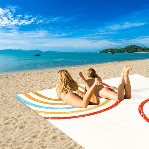 110''×118'' Beach Blanket, Waterproof Sandproof Beach Mat Lightweight Outdoor Picnic Blanket for Travel, Camping, Hiking - color: Rainbow Arches, size: 9x10 FT (1～8 person)