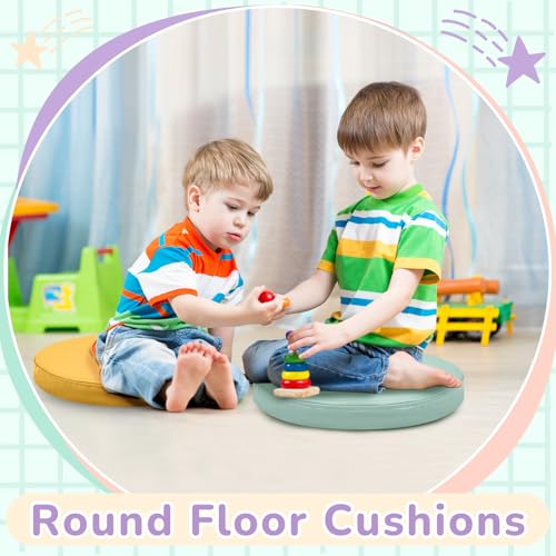 Juexica 8 Pcs Extra Thick Flexible Seating Floor Cushion Assorted Colored Floor Pillow Classroom Seat Cushion Soft Classroom Seating for Kid Learning(Hippie Boho,13.8 x 13.8 x 2 Inch,Round) - color: Hippie Boho Color