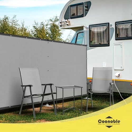 5' x 12' Gray Outdoor Privacy Screen Freestanding 240 GSM Privacy Fence Panels for Outside, Pool Fences with Poles, Backyard Temporary Fencing, Privacy Wall Ground Pole Fence - color: Gray, size: 0 5' x 12'