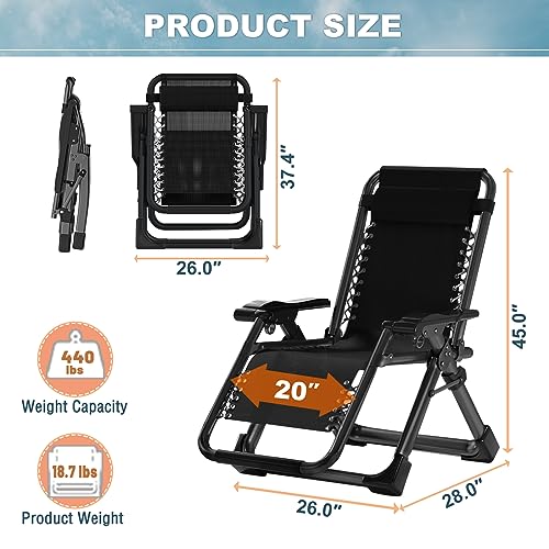 ABORON Zero Gravity Chair,Premium Outdoor Lawn Folding Lounge Chairs,Sturdy Adjustable Reclining Patio Chairs with Removable Cushion,Headrest & Tray - color: Sliver & Sky Blue