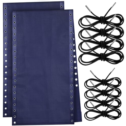 Queekay 2 Pcs Gravity Chair Replacement Fabric with 8 Bungee Cord Lounge Chair Cloth Mesh Patio Chair Repair Kit for Patio Recliner Outdoor Lawn Pool Beach Sling Chair(Blue, 63" x 17") - color: Blue, size: 63" X 17"