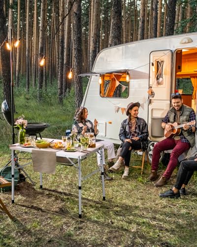 Sportneer Camping Table: Adjustable Height Small Folding Table 35.4" L x 23.6" W 2 Height with Mesh Layer - Compact & Portable Camping Essentials for Outdoor Camp Garden Picnic BBQ Dining Cooking - color: White, size: 35.4"L x 23.6"W (2 Height)