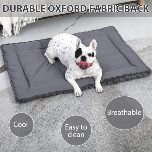 Washable Dog Bed Mat Pet Crate Pad Soft Fluffy Pet Kennel Beds Dog Sleeping Mattress for Large Jumbo Medium Small Dogs, 21 x 13 Inch, Gray - color: Grey, size: 21.00" x 13.00" x 1.50"
