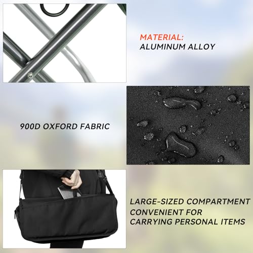 Camping Stool with Shoulder Strap,Ultralight Collapsible Handbag Style Stool,Pocket Portable Chair for Camping Travel Fishing Hiking Beach Backpacking Gardening Picnics-XL(Black) - color: Black, size: X-Large