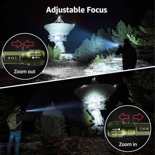 Lighting EVER LED Flashlights High Lumens, Small Flashlight, Waterproof, Adjustable Focus Flash Light for Outdoor, Emergency, Camping, AAA Batteries Included, 2 Pack - color: Green