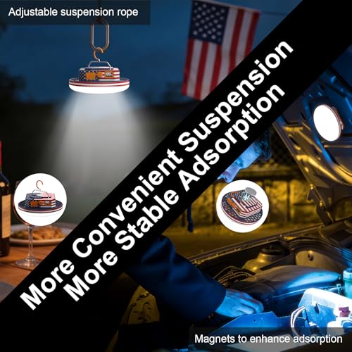 IODOO 10000mAh Rechargeable Camping Light with Remote , US Flag Print American Flag Light for Outdoor Camping Hiking Emergency Power Failure (30W(US Flag Style)) - size: 30W(US flag style)