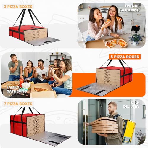 Bodaon Pizza Bags for Delivery, 20" x 20" x 10" Pizza Warmer Bags for Carry Hot, Insulated Pizza Delivery Bag for Commercial Use, Pizza Carrier for Food Delivery, Food Delivery Accessories, Red - color: Red, size: 20" x 20" x 10"H