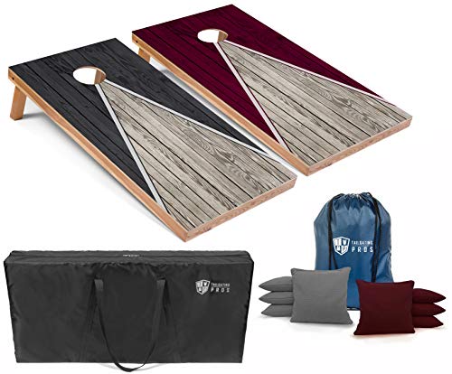 Tailgating Pros Lightweight Pyramid Design Cornhole Board Set w/LED Ring Lights - 4'x2' Regulation Cornhole Game - color: Grey/Maroon