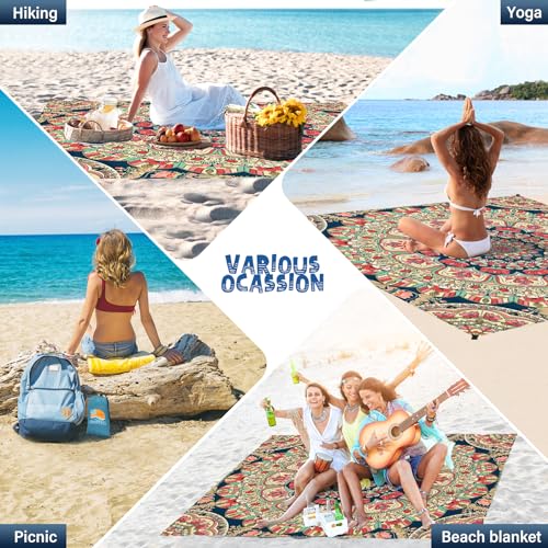 Beach Blanket Waterproof Sandproof 1-7 Adult Oversized 78 '' × 81 '' Lightweight Durable Compact Sand Free Extra Large Beach Mat for Travel Camping Hiking Picnic - color: Mandala2, size: 78“x81”