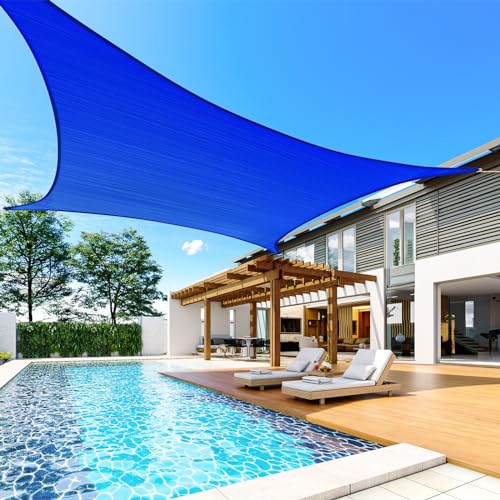 Quictent 20x16ft 185G HDPE Rectangle Sun Shade Sail Canopy 98% UV Block Outdoor Patio Garden with Hardware Kit (Blue) - color: Blue, size: 20 x 16 ft, style: Rectangle