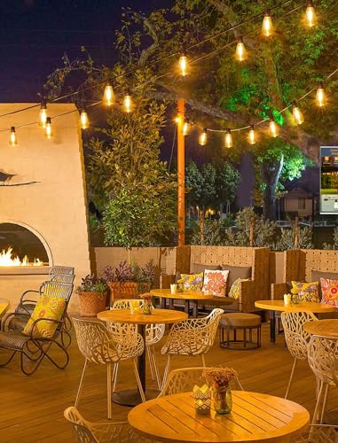 Larkvue 50FT(2x25FT) Outdoor String Lights, Patio Lights with 20+2 LED Dimmable Waterproof ST38 Vintage Bulbs for Backyard Bistro Cafe Deck, Black - color: Black, size: 50FT