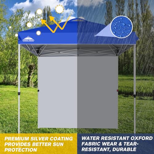 EAGLE PEAK Commercial Canopy 6.6x6.6 Pop Up Canopy Tent with 1 Sidewall, Easy Setup Heavy Duty Instant Event Shelter for Vendors & Markets, Outdoor Sun Shade, Blue - color: Blue, size: 6.6x6.6