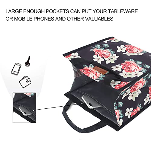 Lunch Bags for Women Insulated Reusable Lunch Tote with Internal Pocket, Lunch Tote bag for Work (Flower) - color: Flower, size: 2 pack