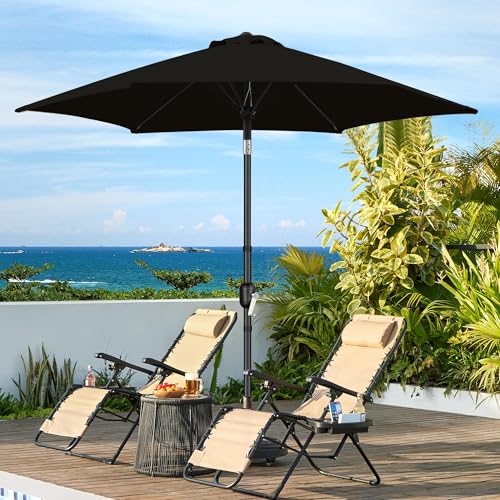 Yaheetech 2 Pack 9FT Outdoor Patio Umbrella Outdoor Table Umbrella w/Push Button Tilt & Crank, Yard Sun Shade UV Protection Waterproof for Pool, Market, Terrace, Beach, Outdoor Restaurant, Black - color: Black, size: 9FT