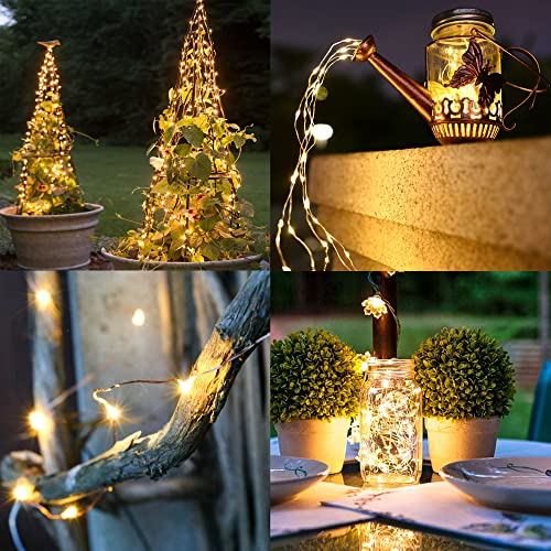 TW SHINE Warm White Solar String Lights Outdoor, Total 160 FT 480 LED Solar Powered Waterproof Fairy Lights 8 Modes Copper Wire Lights for Christmas Party Tree Wedding Yard Decorations, 4 Pack - color: Warm White, size: 4 Pack