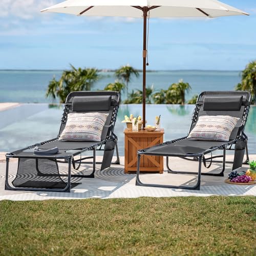 Flamaker Face Down Chaise Lounge Chair 5-Position Adjustable Sunbathing, Foldable Tanning Chair with Face& Arm Holes, Outdoor Recliner Chair for Pool, Beach, Patio, Lawn (Grey, 1 Pcs) - color: Grey, style: Sauna, 1 Pcs