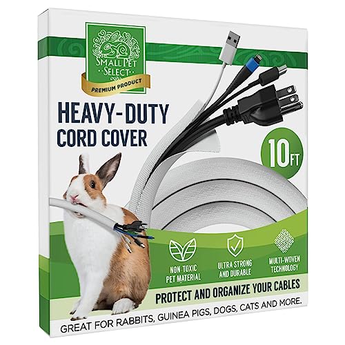 Small Pet Select Heavy Duty Cord Cover - White, 10ft - Ultra Durable Electrical Cable and Wire Protector for Rabbits, Dogs, Cats and Other Pets - Cord Management and Animal Protection - color: White