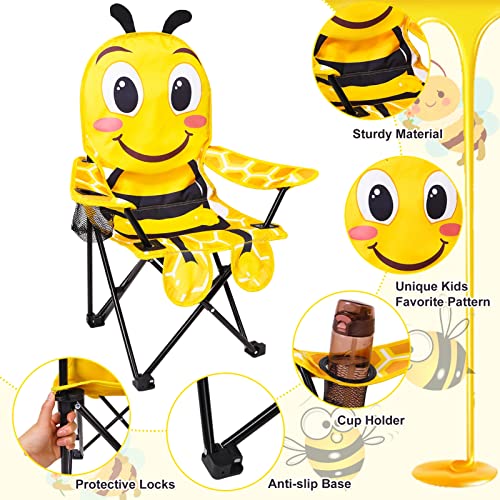 KABOER Kids Outdoor Folding Lawn and Camping Chair with Cup Holder and Carrying Bag, Children's Camping Chairs - color: Bee