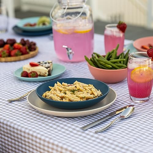 Grow Forward Premium Wheat Straw Pasta Bowls - 30oz Unbreakable Wide & Shallow Dinner Plate Bowls Set of 6 - Microwave Safe Reusable Plastic Pasta Bowls for Kids, Adults, Salad, Camping, RV - Tropical - color: Tropical, size: 30oz