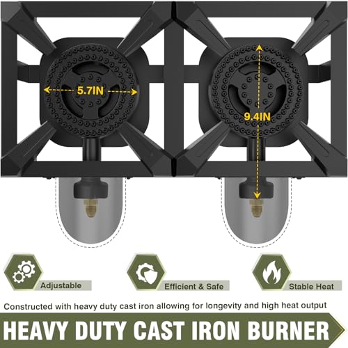 BESTFIRE Double Burner Propane Camping Stove with Independent Control Valves & 5PSI Hose - Heavy Duty Portable Outdoor Cooker for BBQ, Tailgating, and Camping - color: 20'' double burner