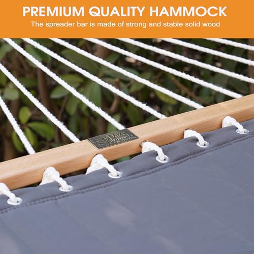 Lazy Daze Hammocks 12 FT 2 Person Double Quilted Hammock with Curved Steel Heavy Duty Stand and Pillow for Outside, Backyard, Patio, 450 Lbs Capacity, Dark Grey - color: Dark Grey