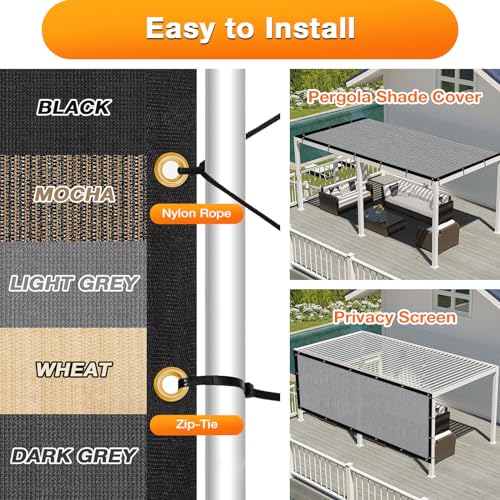 Artpuch Outdoor Pergola Shade Cover 4x7 FT Sun Shade Cloth with Grommets Light Grey Commercial Grade Patio Privacy Screen Shade Canopy (Customized Available) GN04 - color: Light Grey, size: 4' X 7' Customized