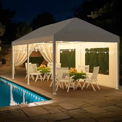 Quictent 10x20 Party Tent Gazebo Wedding Canopy Tent for Parties BBQ Shelter Pavilion with Removable Mesh Sidewalls & Elegant Church - size: 10' x 20' w/ 4 Mesh Sides