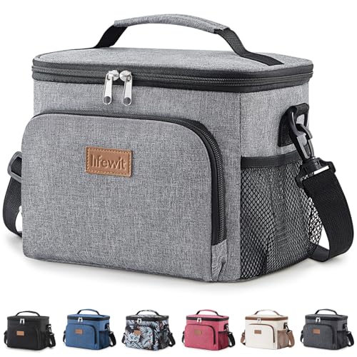 Lifewit Reusable Insulated Lunch Bag, Portable Cooler Freezable Soft Lunchbox Leakproof with Adjustable Shoulder Strap for Men Women Adult for Work Picnic or Travel, 9L 12 Can, Grey - color: Gray, size: Medium(9L)