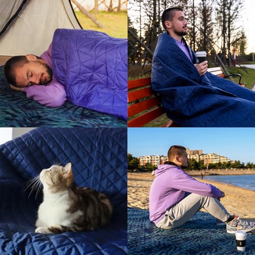 Large Outdoor Waterproof Blanket Extra Thick Fleece Stadium Blanket for Camping, Car, Pet, Picnics - Windproof, Wearable, Machine Washable 80" x 58" (Jungle) - color: Jungle Green